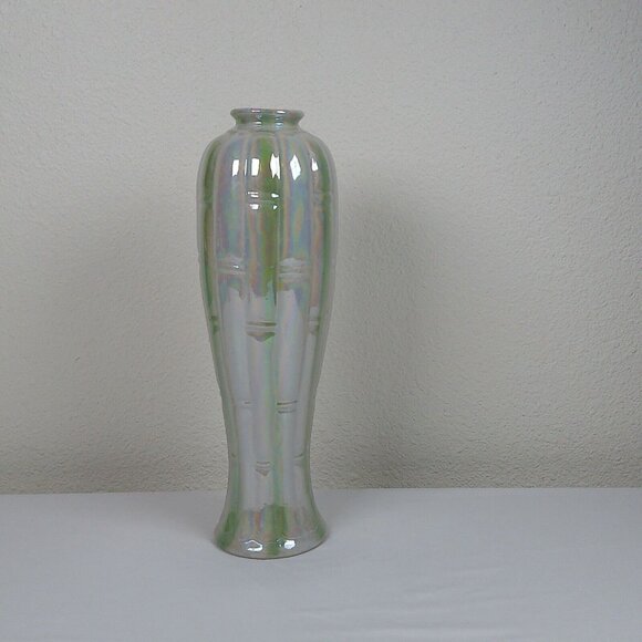 Iridescent Bamboo Motif 11.5" tall Centerpiece Vase Decorative Display Flower - Picture 2 of 8